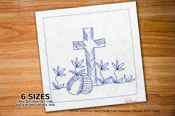 Review: Christian Cross with Easter Eggs Redwork