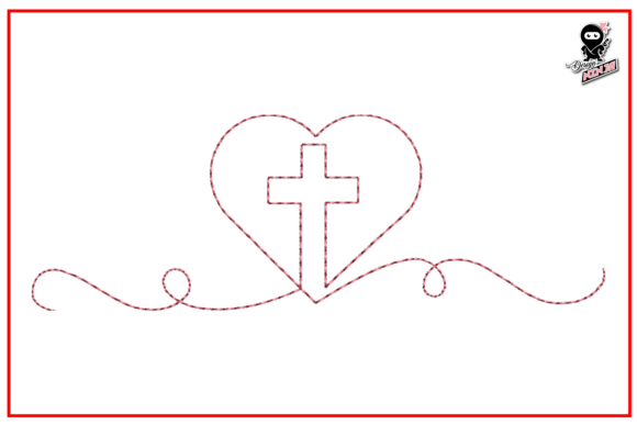 Review: Christian Cross with Heart Redwork Design